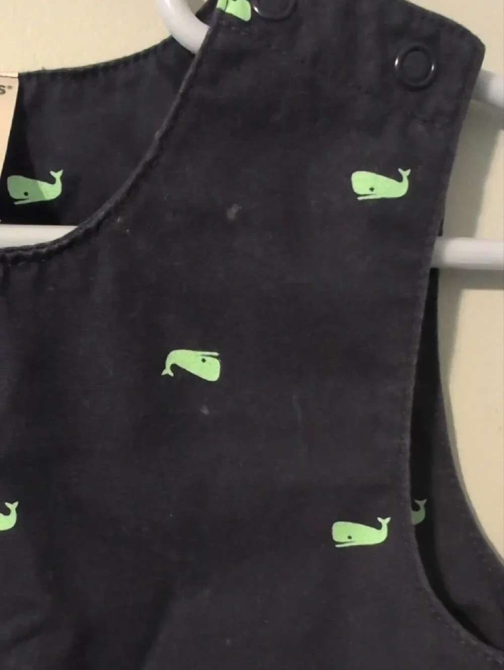 Carter's Navy Romper with Mint Whale Print